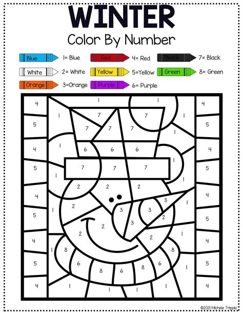 Color By Number Winter Kindergarten