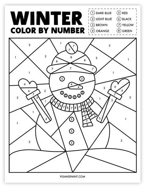 Color By Number Winter Printable