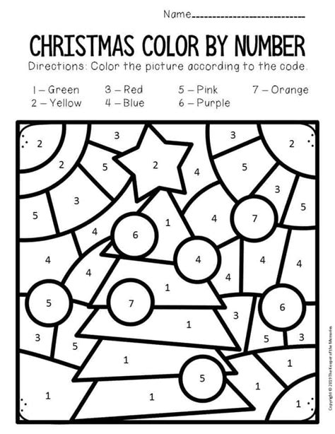 Color By Number Worksheets Christmas