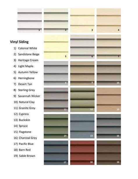 Color Chart Vinyl Siding