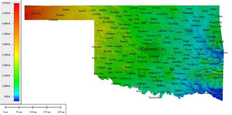 Climate of Oklahoma Terrain map, Elevation map, Oklahoma