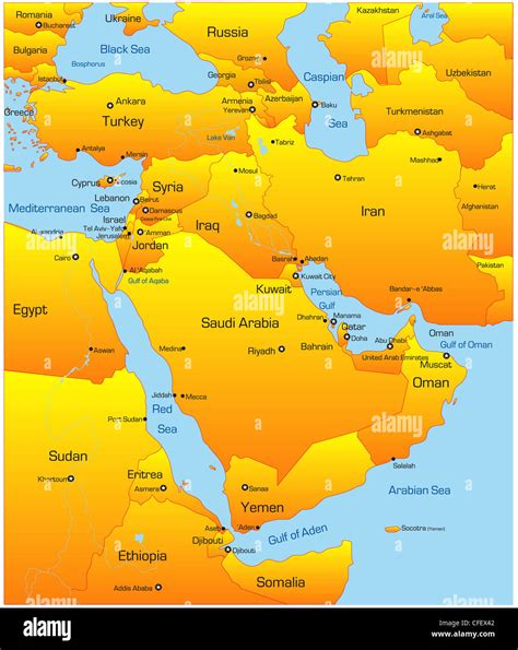 Blue Middle East map on white background. Vector illustration. 3224914