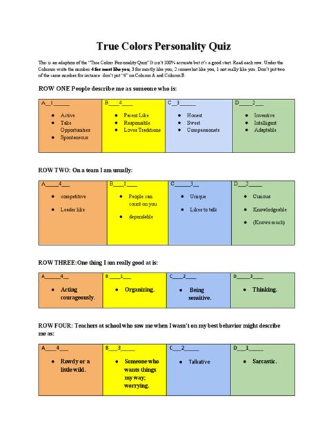 Color Personality Test Pdf