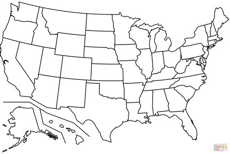 Download Printable United States Map Coloring Page PNG COLORING PAGES