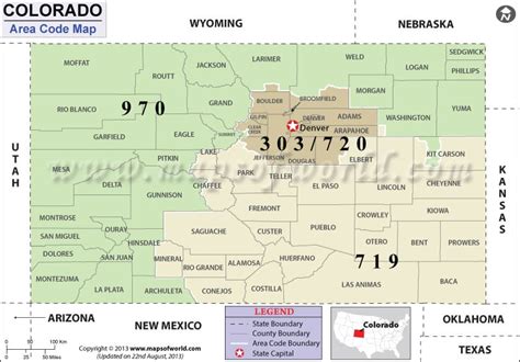 Colorado Area Code Maps Colorado Telephone Area Code Maps Free