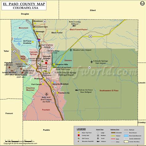 El Paso County, CO Wall Map Color Cast Style by MarketMAPS MapSales
