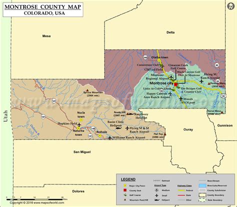 Map Of Montrose Colorado Area