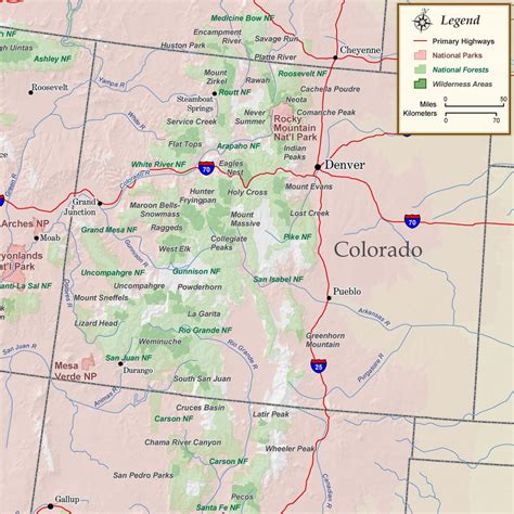 Rocky Mountain National Park, Colorado, USA. Map shows park boundaries
