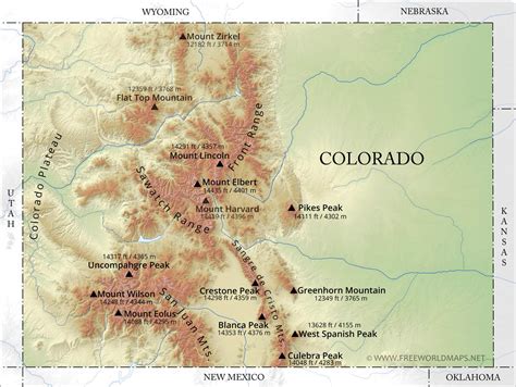 Colorado 2000' Prominence Peaks Map 18x24 Poster Best Maps Ever