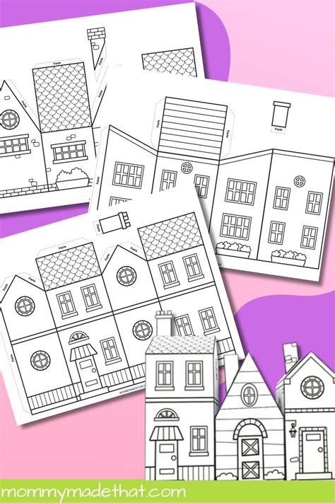 Colored House Template Printable