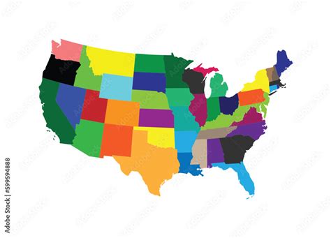 Color usa map with all states Royalty Free Vector Image