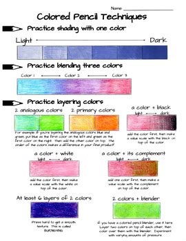 Colored Pencil Technique Worksheet