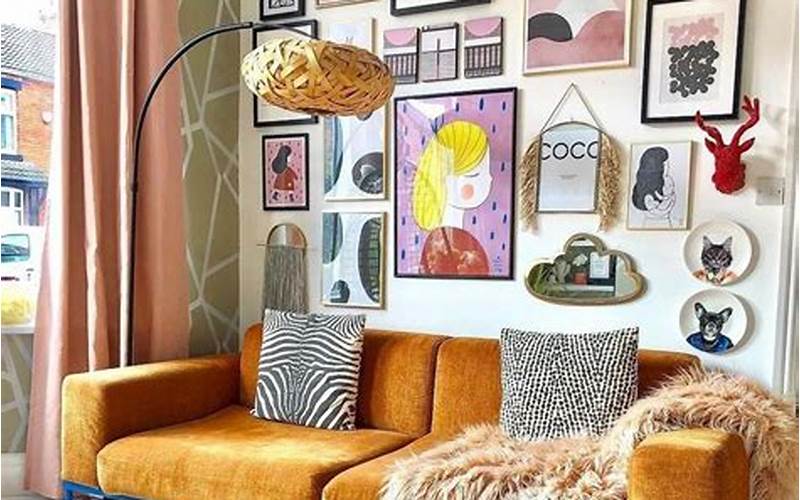 Colorful Gallery Wall In Living Room