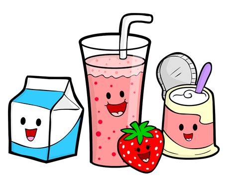 Colorful Cartoon Images of Healthy Drinks