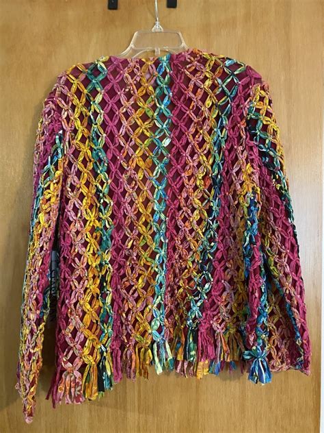 Colorful Crochet Cardigan With Fringe