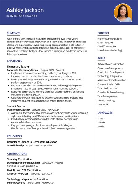 Colorful Elementary Teacher Resume Examples