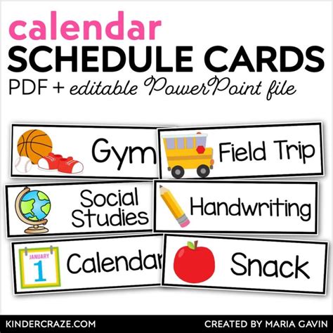 Colorful Kinder Schedule Printable Template