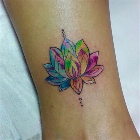Colorful Lotus Flower Tattoo