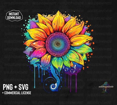 63+ Colorful Sunflower SVG, Watercolor Sunflower Cutout Png & Clipart Images. Sunflower Rainbow Watercolor Pdf Jpeg Follow Cart Add Sublimation