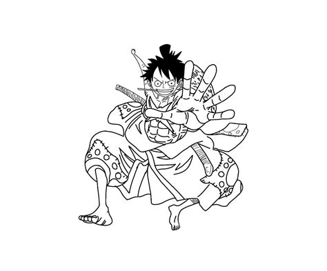 Coloriage De One Piece Luffy Drawing