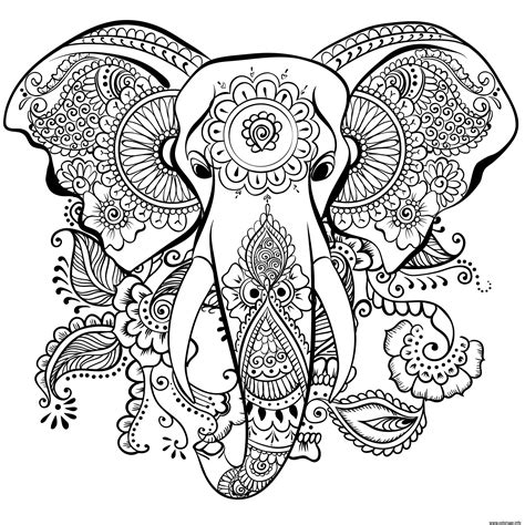 Coloriage Elephant Adulte