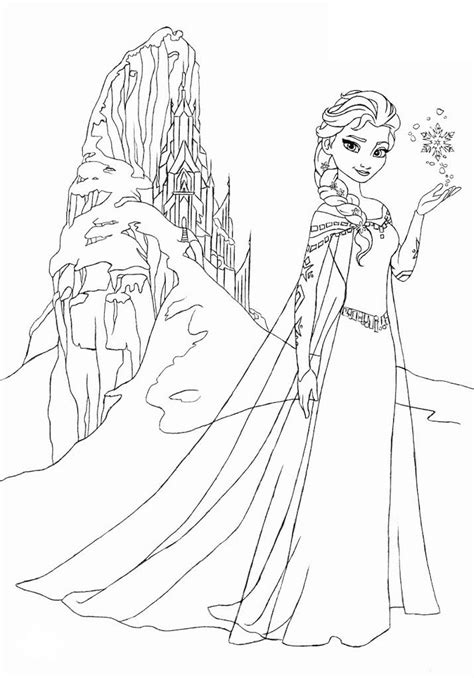 Coloriage Elsa Dans Son Chateau Elan
