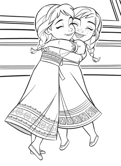 Coloriage Elsa Et Anna Petites