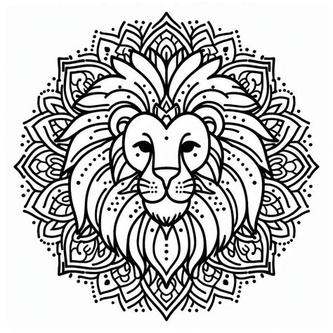 Coloriage Lion Mandala