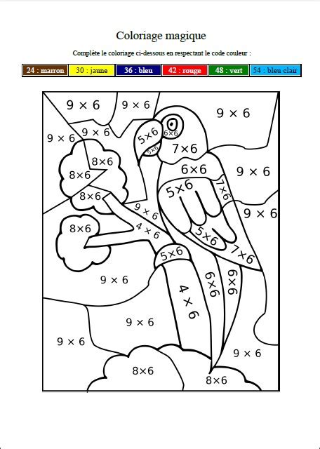 Coloriage Magique Table Multiplication 6