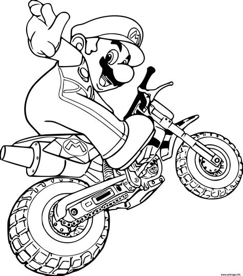 Coloriage Mario Moto