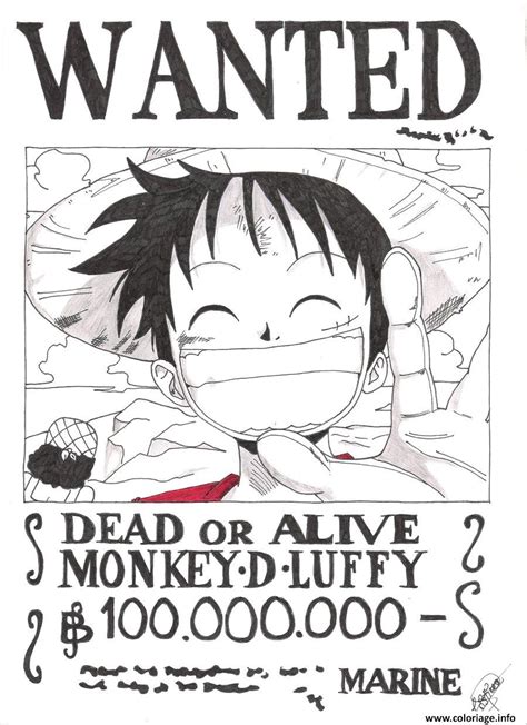 Coloriage One Piece Wanted List
