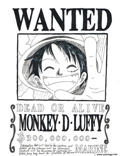 Coloriage One Piece Wanted List