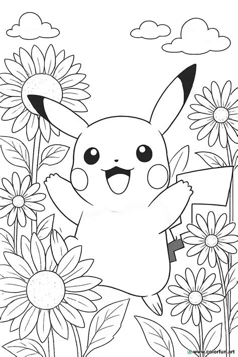 Coloriage Pikachu Avec Modèle