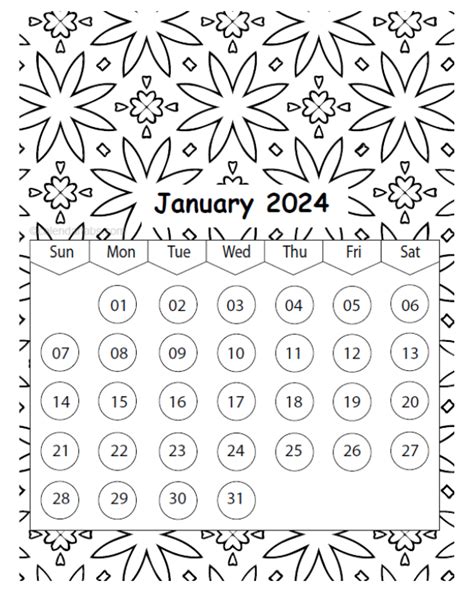 Coloring Calendar 2024