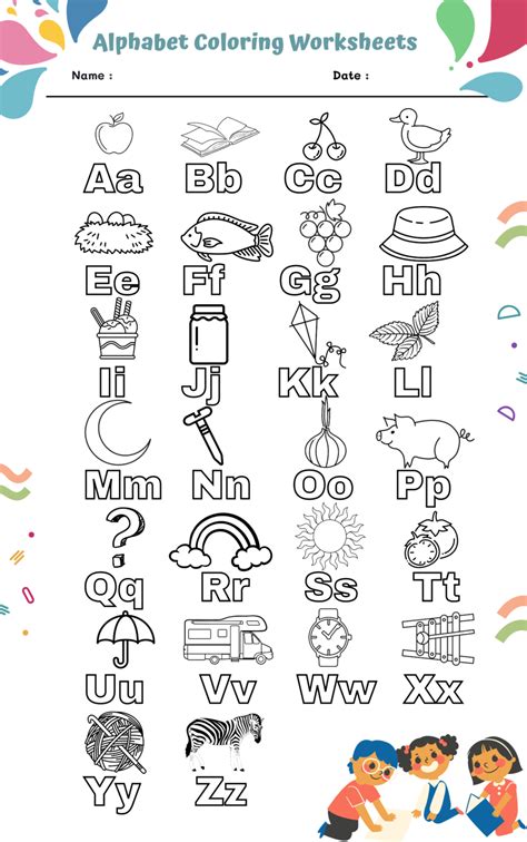 Coloring Alphabet Worksheet For Preschool