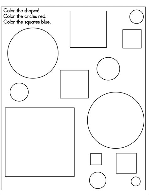 Coloring Basic Shapes Worksheet