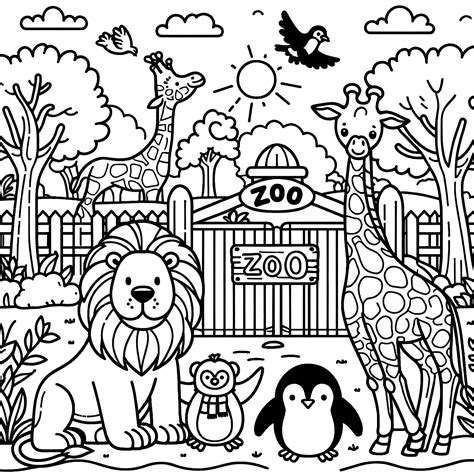 Coloring Book Pages Zoo Animals