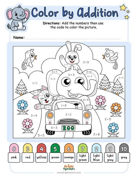 Coloring By Numbers Addition Worksheets