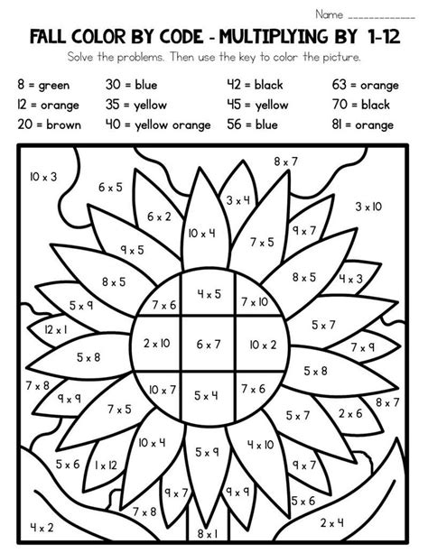 Coloring By Numbers Multiplication