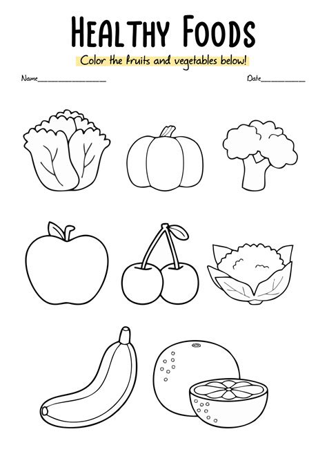 Coloring Food Worksheet For Kindergarten