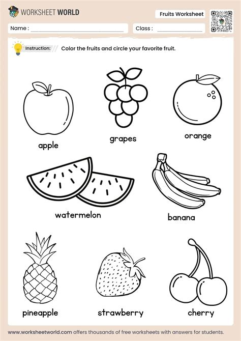 Coloring Fruits Worksheet For Nursery
