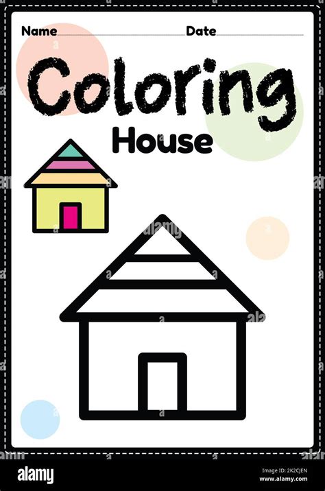 Coloring House Worksheet For Kindergarten