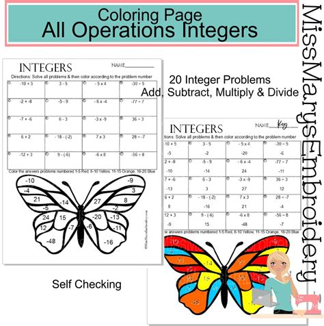 Coloring Integers Worksheet