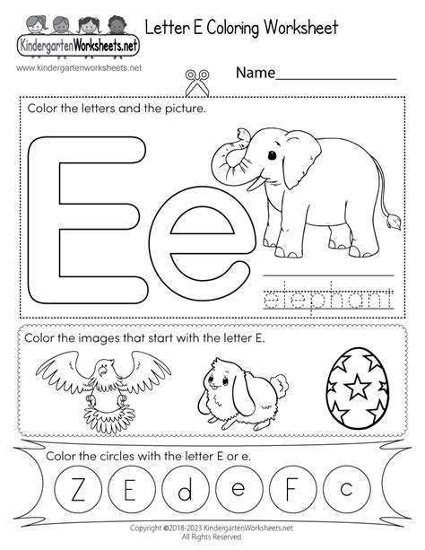 Coloring Letter E Worksheet