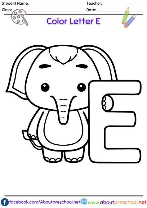 Coloring Letter E Worksheets For Preschool