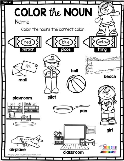 Coloring Noun Worksheet For Grade 1