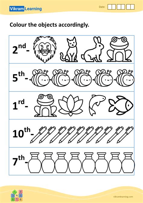 Coloring Ordinal Numbers Worksheet For Kindergarten