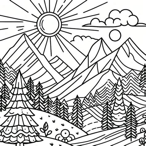 Coloring Page Of Mountains