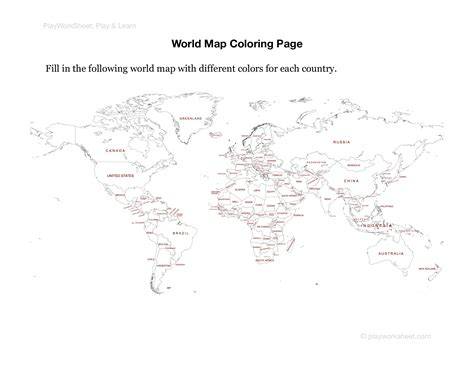 Coloring Page Of World