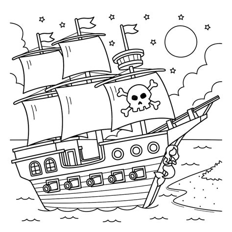 Coloring Page Pirate Ship